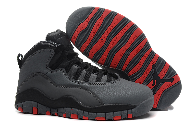 Women Air Jordan 10 Carbon Black Red Shoes
